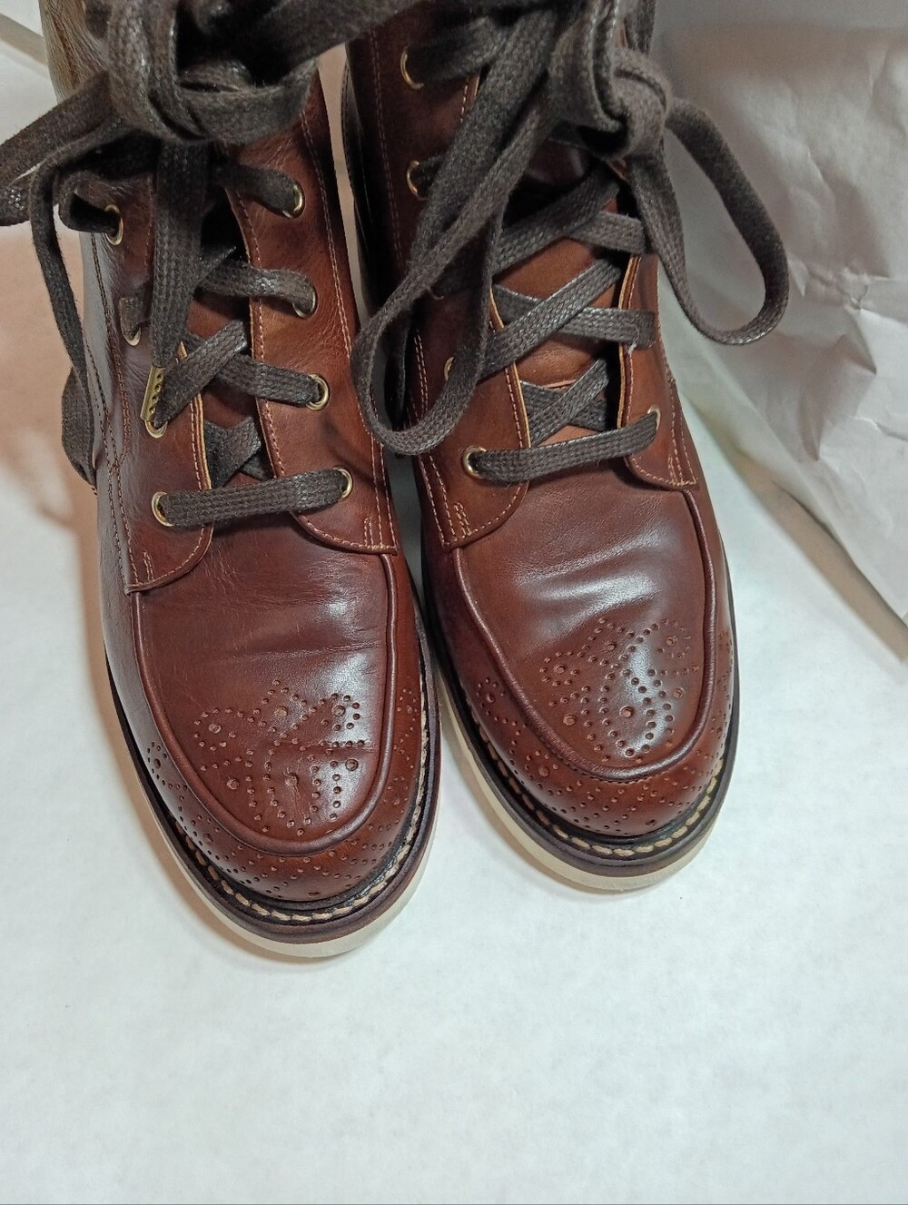 The Office of Angela Scott Mr. Ryan wedge chukka boots 38.brown leather lace up - Picture 15 of 15